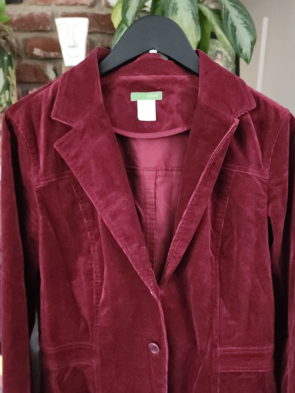 J. Crew Burgundy Velvet Blazer Women's Single Button Tailored Jacket - Picture 2 of 8